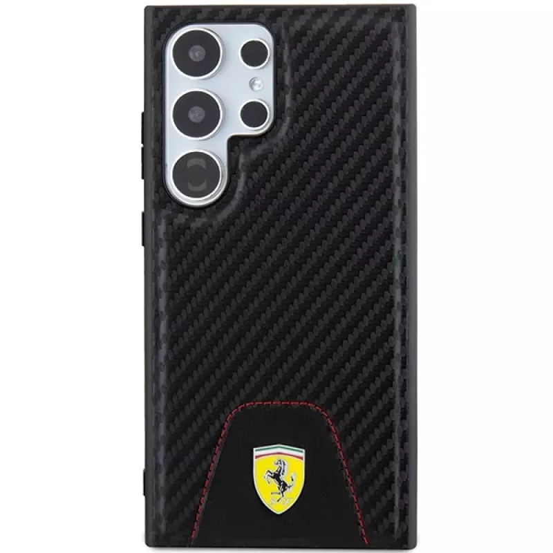 Ferrari FEHCS24LN3PUK custodia rigida per Samsung Galaxy S24 Ultra, Carbon Stitched Bottom, nero