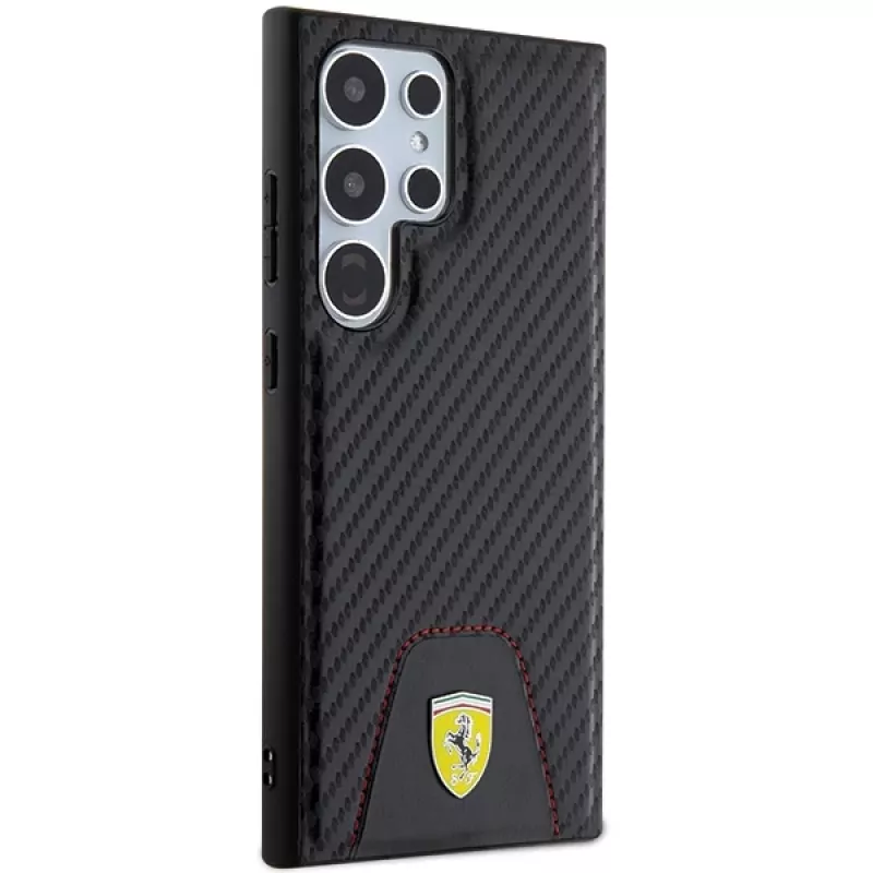 Ferrari FEHCS24LN3PUK custodia rigida per Samsung Galaxy S24 Ultra, Carbon Stitched Bottom, nero