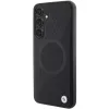 BMW Signature Leather Half Textured & Circle custodia rigida MagSafe per Samsung Galaxy S24 S921 nero