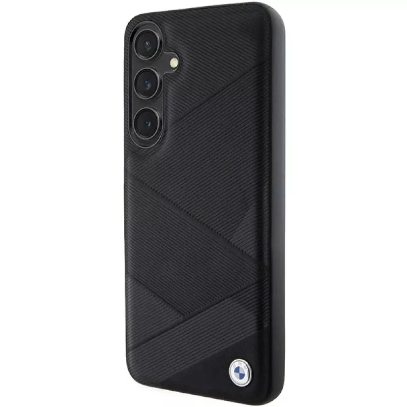 BMW BMHCS24M23RCGPK S24+ S926 custodia rigida nera Signature Leather Crossing Lines Pattern