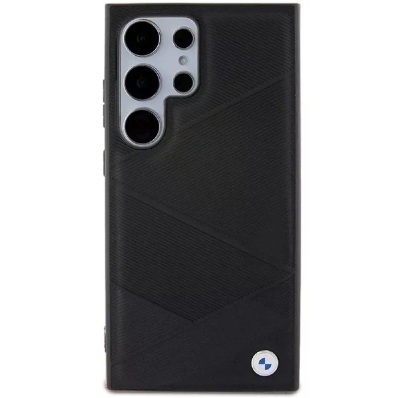 BMW BMHCS24L23RCGPK S24 Ultra S928 custodia rigida nera Signature Leather Crossing Lines Pattern