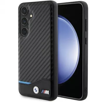 BMW M Collection cover rigida in pelle vera e fibra di carbonio per Samsung Galaxy S24 - nero