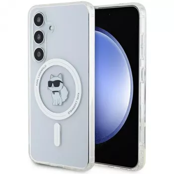 Karl Lagerfeld KLHMS24SHFCCNOT custodia rigida per Samsung Galaxy S24, trasparente, MagSafe, design Choupette