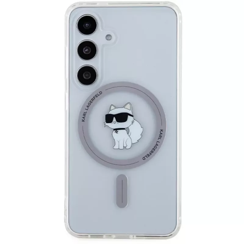 Karl Lagerfeld KLHMS24SHFCCNOT custodia rigida per Samsung Galaxy S24, trasparente, MagSafe, design Choupette