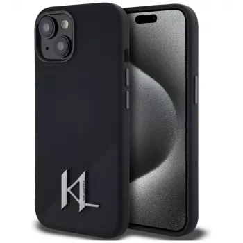 KARL LAGERFELD Silicone Shadow Metal Initial custodia MagSafe per iPhone 15 nero
