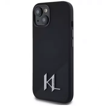 KARL LAGERFELD Silicone Shadow Metal Initial custodia MagSafe per iPhone 15 nero