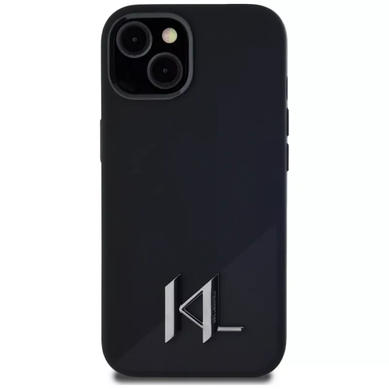 KARL LAGERFELD Silicone Shadow Metal Initial custodia MagSafe per iPhone 15 nero