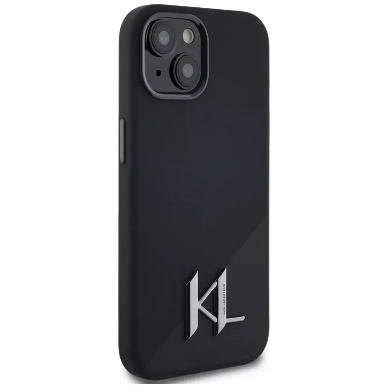 KARL LAGERFELD Silicone Shadow Metal Initial custodia MagSafe per iPhone 15 nero