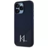 KARL LAGERFELD Silicone Shadow Metal Initial custodia MagSafe per iPhone 15 Pro, nero