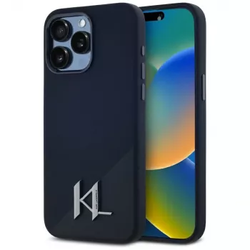 Karl Lagerfeld Silicone Shadow Metal Initial custodia MagSafe per iPhone 15 Pro Max nero