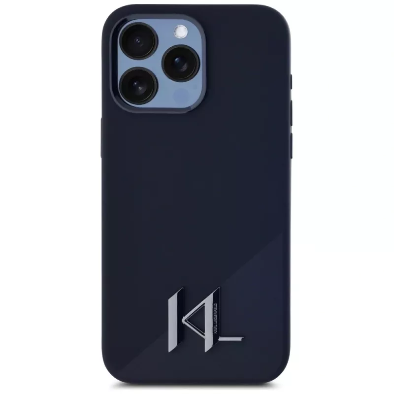 Karl Lagerfeld Silicone Shadow Metal Initial custodia MagSafe per iPhone 15 Pro Max nero