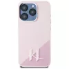 KARL LAGERFELD Silicone Shadow Metal Initial custodia MagSafe per iPhone 15 Pro, rosa
