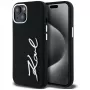 KARL LAGERFELD Silicone Metal Script Logo custodia per Apple iPhone 15, nero