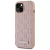 Karl Lagerfeld custodia in pelle Monogram Metal Logo MagSafe per iPhone 15 rosa