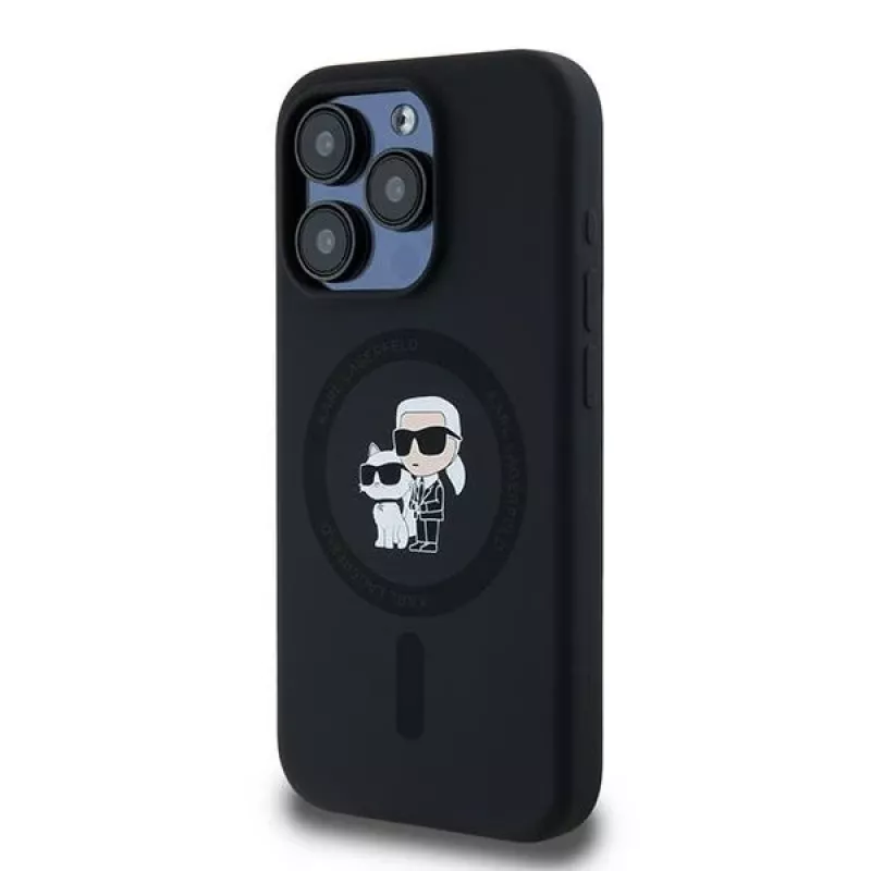 Karl Lagerfeld KLHMP15LSCMKCRHK iPhone 15 Pro 6.1 custodia rigida in silicone nera Karl & Choupette MagSafe