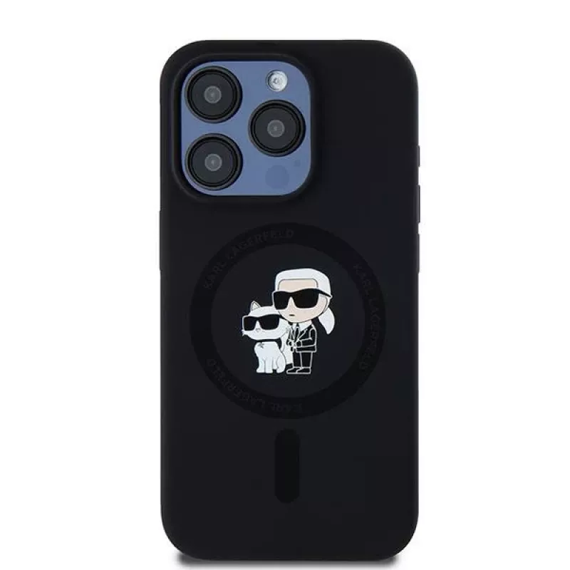 Karl Lagerfeld KLHMP15LSCMKCRHK iPhone 15 Pro 6.1 custodia rigida in silicone nera Karl & Choupette MagSafe