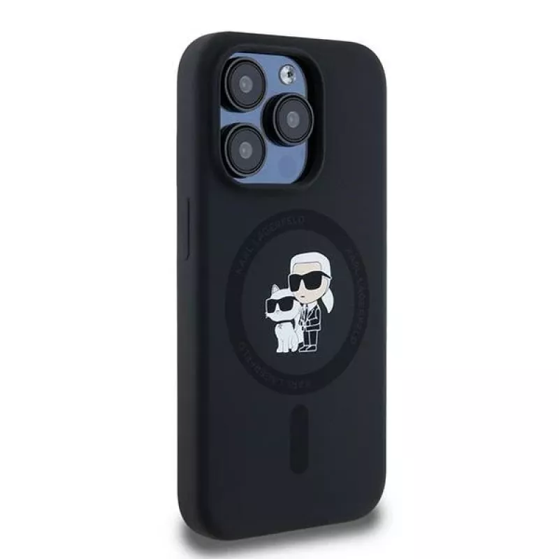 Karl Lagerfeld KLHMP15LSCMKCRHK iPhone 15 Pro 6.1 custodia rigida in silicone nera Karl & Choupette MagSafe