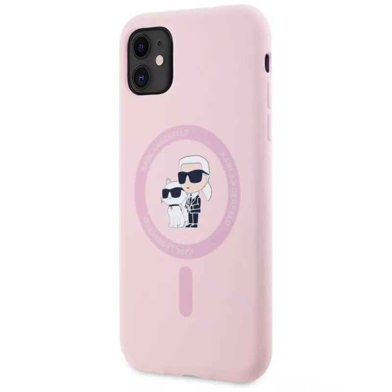 KARL LAGERFELD Silicone Karl & Choupette custodia MagSafe per iPhone 11 rosa