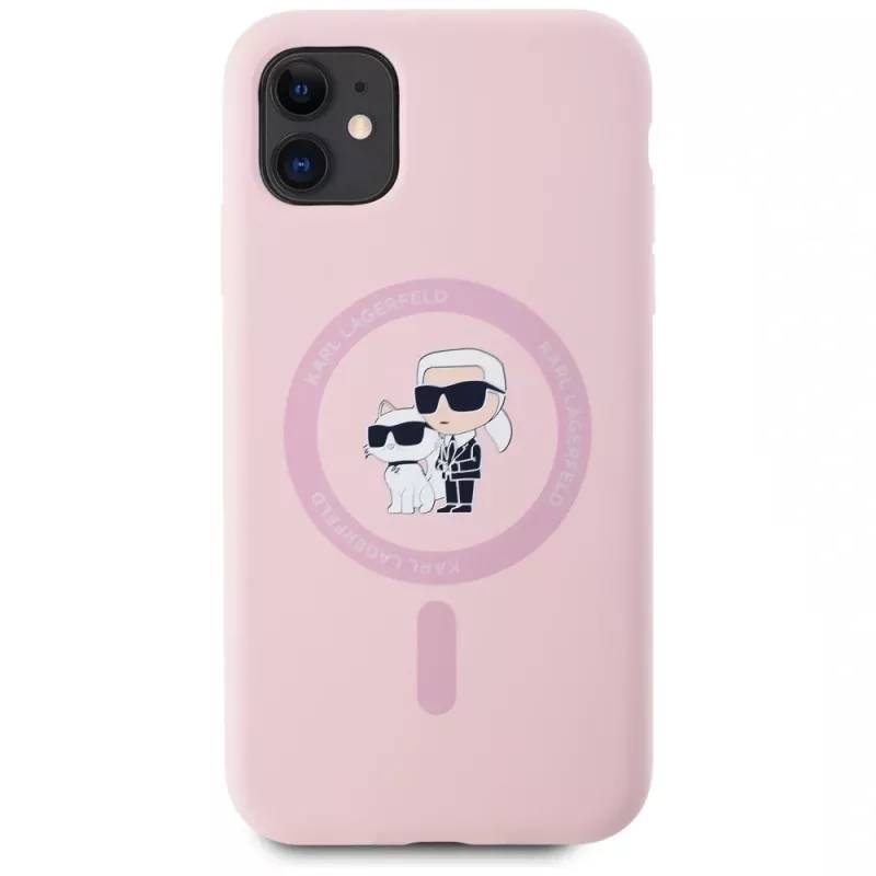 KARL LAGERFELD Silicone Karl & Choupette custodia MagSafe per iPhone 11 rosa