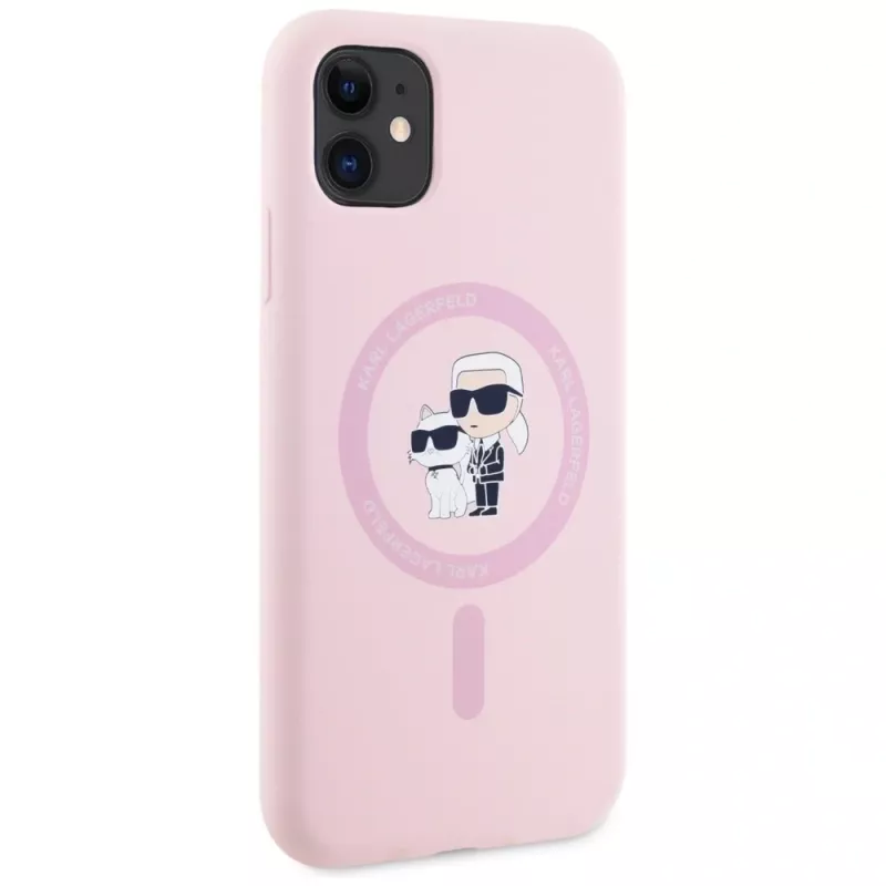 KARL LAGERFELD Silicone Karl & Choupette custodia MagSafe per iPhone 11 rosa