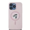 Karl Lagerfeld KLHMP15XSCMKCRHP iPhone 15 Pro Max 6,7 inch rosa custodia rigida in silicone con anello Karl & Choupette e MagSafe