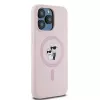 Karl Lagerfeld KLHMP15XSCMKCRHP iPhone 15 Pro Max 6,7 inch rosa custodia rigida in silicone con anello Karl & Choupette e MagSafe