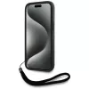 KARL LAGERFELD Saffiano Athleisure Stripes Cord custodia per iPhone 15, nero-rosso