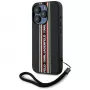 KARL LAGERFELD Saffiano Athleisure Stripes Cord custodia per iPhone 15 Pro Max, nero/rosso