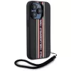 KARL LAGERFELD Saffiano Athleisure Stripes Cord custodia per iPhone 15 Pro Max, nero/rosso