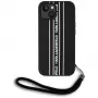 Karl Lagerfeld Saffiano Athleisure Stripes Cord custodia per iPhone 15, nero-rosa