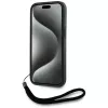 KARL LAGERFELD Saffiano Athleisure Stripes Cord custodia per iPhone 15 Pro, nero/rosa