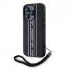 Karl Lagerfeld Saffiano Athleisure Stripes Cord custodia per iPhone 15 Pro Max nero rosa