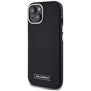 Karl Lagerfeld Metal Plate custodia MagSafe per iPhone 15, nero