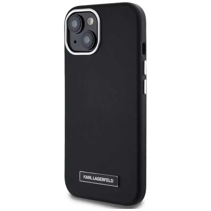 Karl Lagerfeld Metal Plate custodia MagSafe per iPhone 15, nero