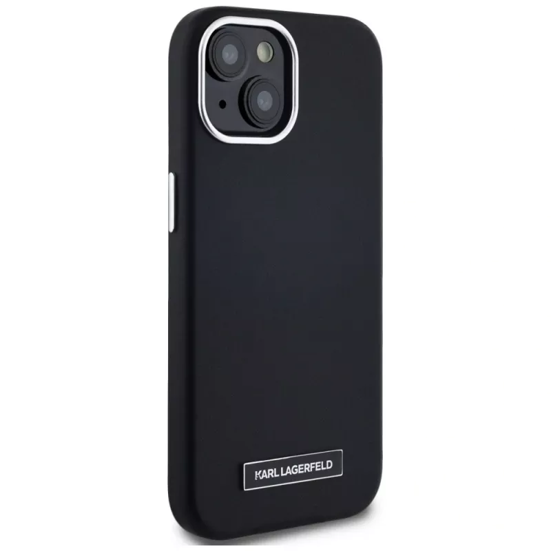 Karl Lagerfeld Metal Plate custodia MagSafe per iPhone 15, nero