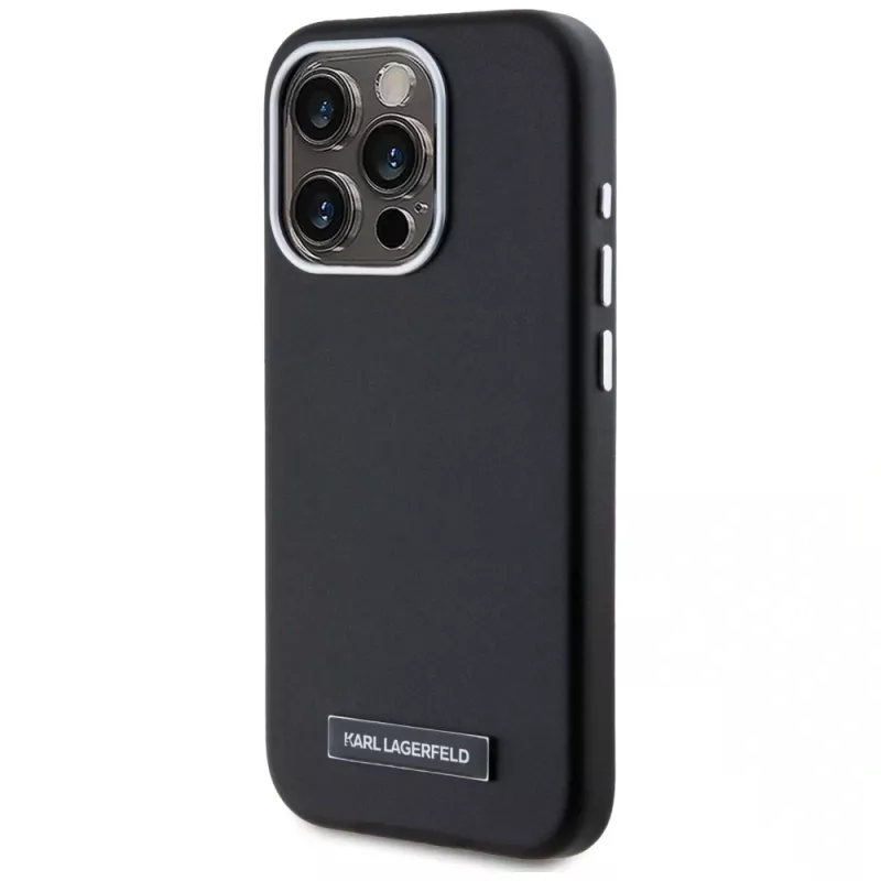 Karl Lagerfeld Metal Plate custodia MagSafe per iPhone 15 Pro Max nero