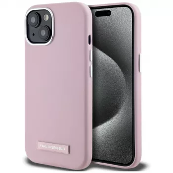 KARL LAGERFELD FW Metal Plate cover posteriore MagSafe per Apple iPhone 15, rosa