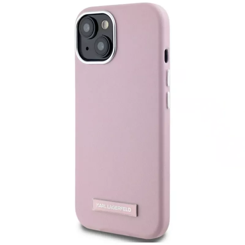 KARL LAGERFELD FW Metal Plate cover posteriore MagSafe per Apple iPhone 15, rosa
