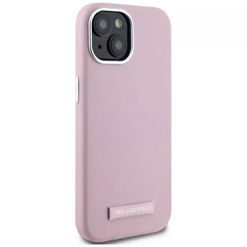 KARL LAGERFELD FW Metal Plate cover posteriore MagSafe per Apple iPhone 15, rosa