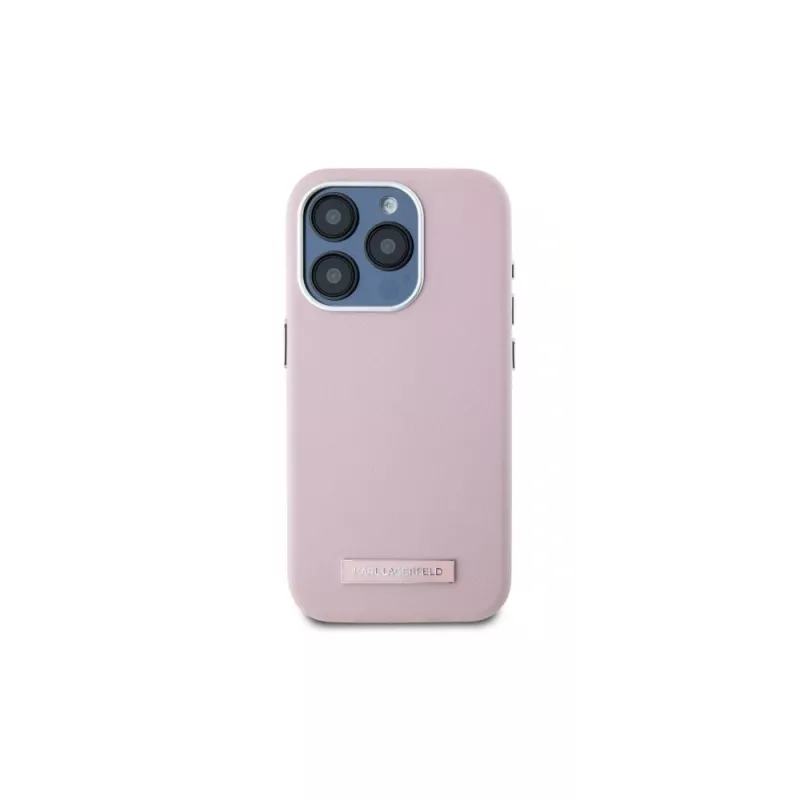Karl Lagerfeld KLHMP15LPGMSRPP iPhone 15 Pro 6,1 inch rosa custodia rigida con piastra in metallo MagSafe