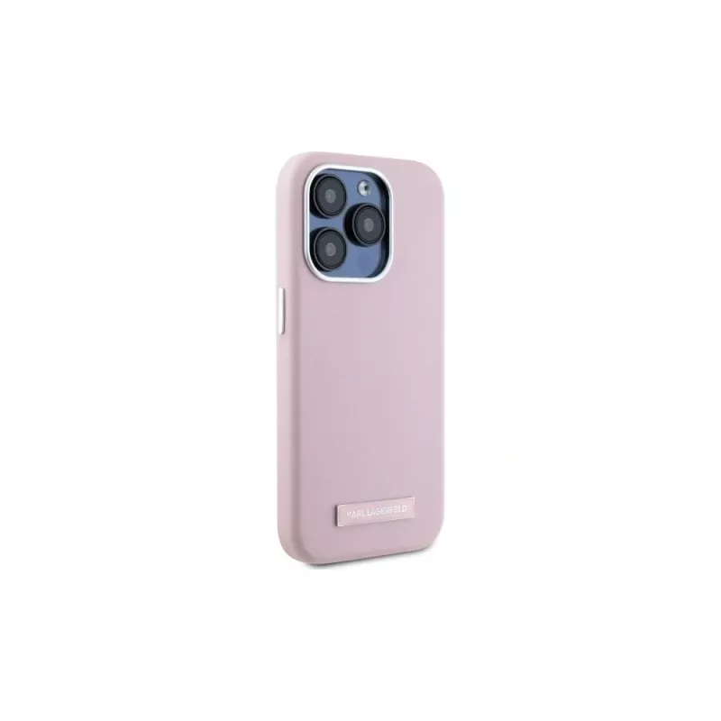 Karl Lagerfeld KLHMP15LPGMSRPP iPhone 15 Pro 6,1 inch rosa custodia rigida con piastra in metallo MagSafe