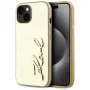 KARL LAGERFELD Wrinkled Metal Signature custodia per telefono iPhone 15, oro