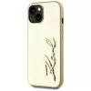 KARL LAGERFELD Wrinkled Metal Signature custodia per telefono iPhone 15, oro