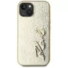 KARL LAGERFELD Wrinkled Metal Signature custodia per telefono iPhone 15, oro