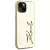 KARL LAGERFELD Wrinkled Metal Signature custodia per telefono iPhone 15, oro