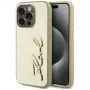 KARL LAGERFELD Wrinkled Metal Signature custodia per iPhone 15 Pro - oro
