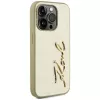 KARL LAGERFELD Wrinkled Metal Signature custodia per iPhone 15 Pro - oro