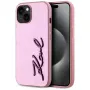 KARL LAGERFELD Wrinkled Metal Signature cover posteriore per Apple iPhone 15, rosa