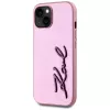 KARL LAGERFELD Wrinkled Metal Signature cover posteriore per Apple iPhone 15, rosa