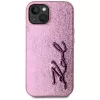 KARL LAGERFELD Wrinkled Metal Signature cover posteriore per Apple iPhone 15, rosa